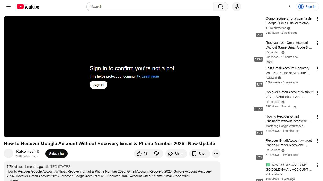 How to Recover Google Account Without Recovery Email & Phone Number 2026 New Update - YouTube